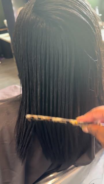 The straight variation being combed through